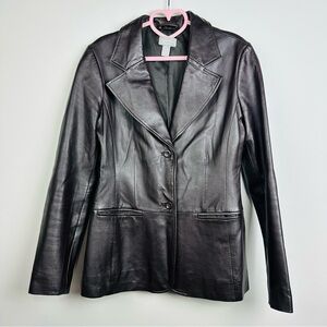 Old Navy Women's Dark Brown Leather Jacket Size Medium